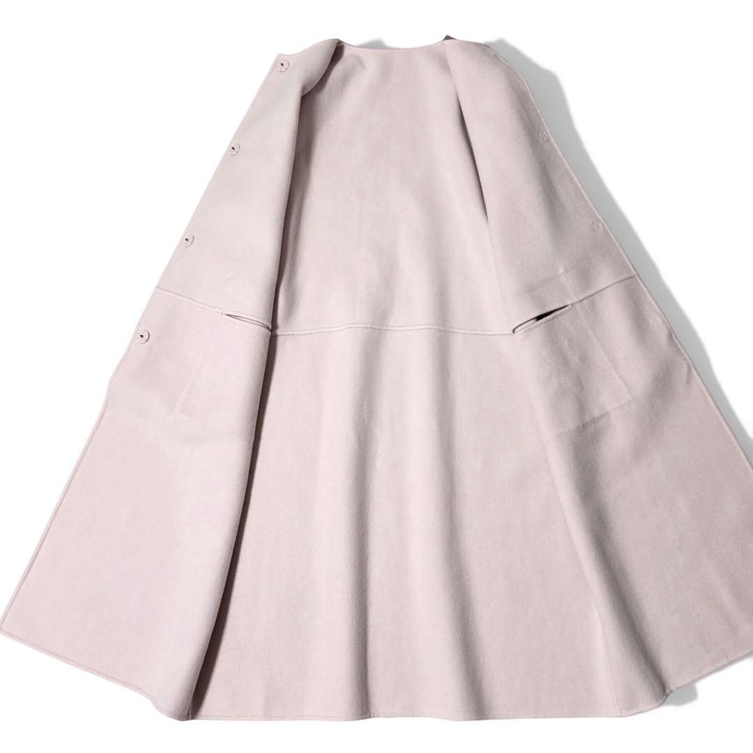 極美品✨️定価9.9万　アドーア　リバーノーカラーリバーシブルコート　ピンク　38