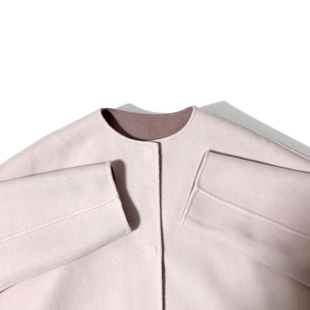 極美品✨️定価9.9万　アドーア　リバーノーカラーリバーシブルコート　ピンク　38