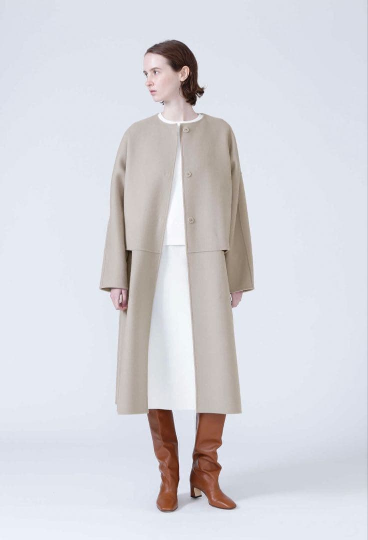 極美品✨️定価9.9万　アドーア　リバーノーカラーリバーシブルコート　ピンク　38