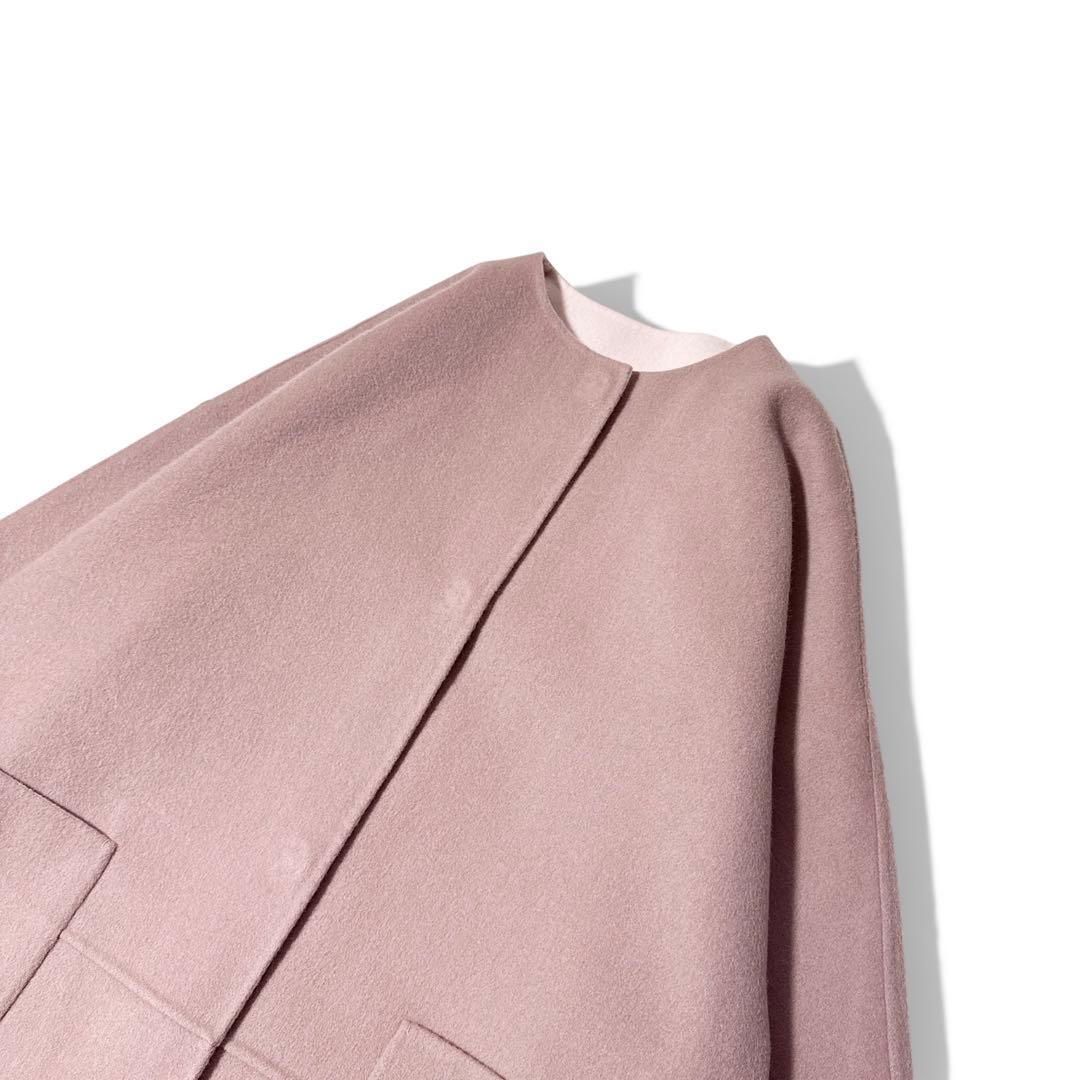 極美品✨️定価9.9万　アドーア　リバーノーカラーリバーシブルコート　ピンク　38