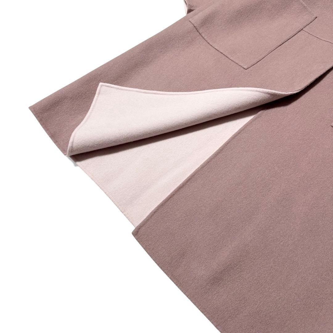 極美品✨️定価9.9万　アドーア　リバーノーカラーリバーシブルコート　ピンク　38