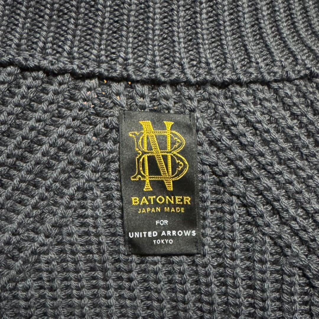 BATONER バトナー アゼ ボタン カーディガン ダークグレー