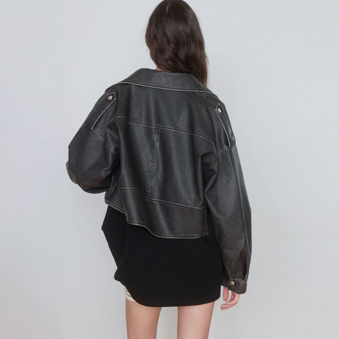 SEAROOMLYNN Vintage wash ECOレザーライダース