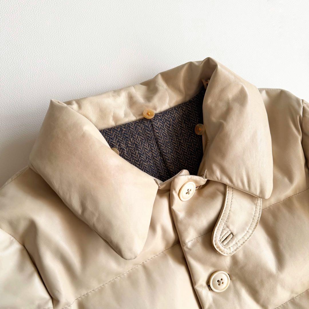 45R 45rpm 馬皮革　ダウン入りジャッケット　クリーム　カシミヤ付け襟