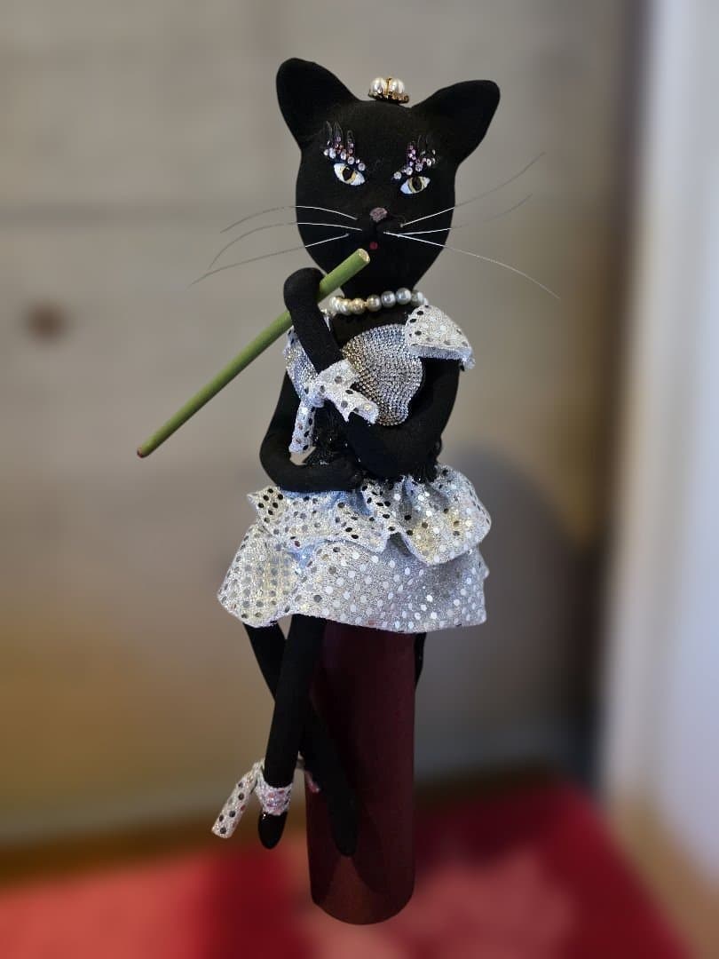 創作手作り人形　クロネコ　猫