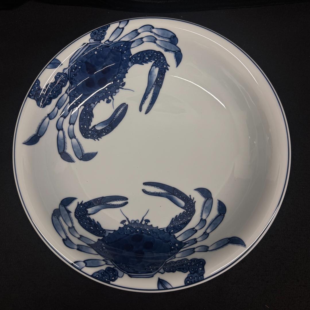 源右衛門作　銘窯 染付蟹絵　深皿