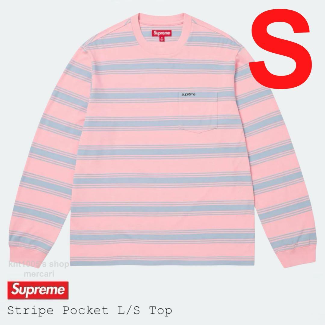 Supreme ロングスリーブ シュプリーム Stripe Tシャツ ピンク S