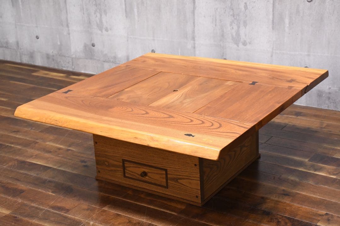 DLK155 杏詩木 アンディゴ 囲炉裏テーブル ケヤキ/欅 アッシュ 無垢材