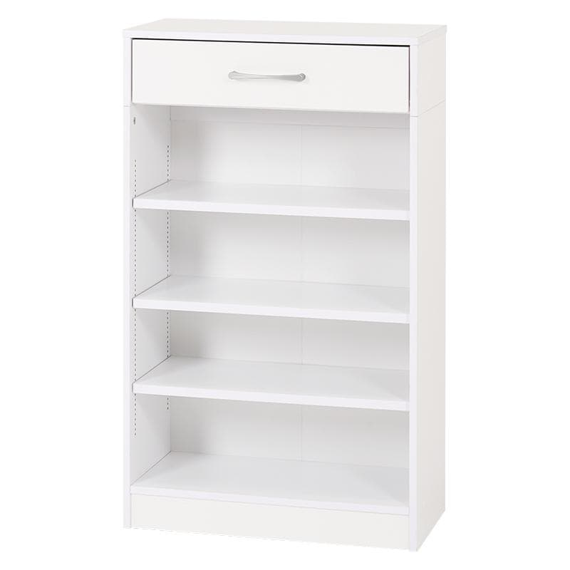 1cm刻みで調節引き出し付き本棚 幅60cm ホワイト [8475]