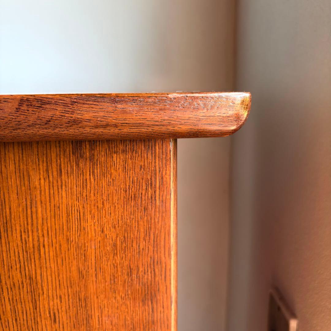 海外 サイドテーブル ワゴン オーク 真鍮取っ手 キャスター付き