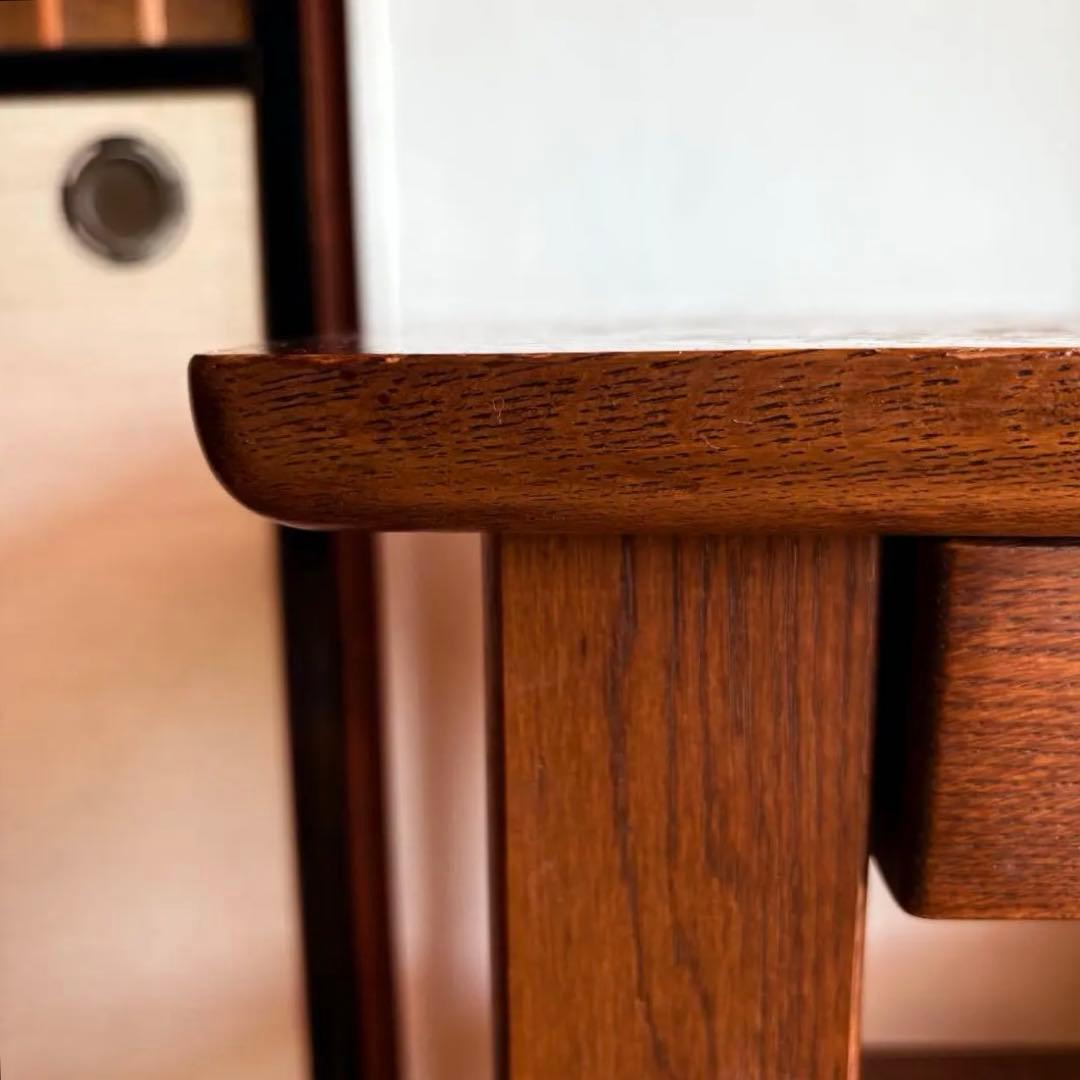 海外 サイドテーブル ワゴン オーク 真鍮取っ手 キャスター付き