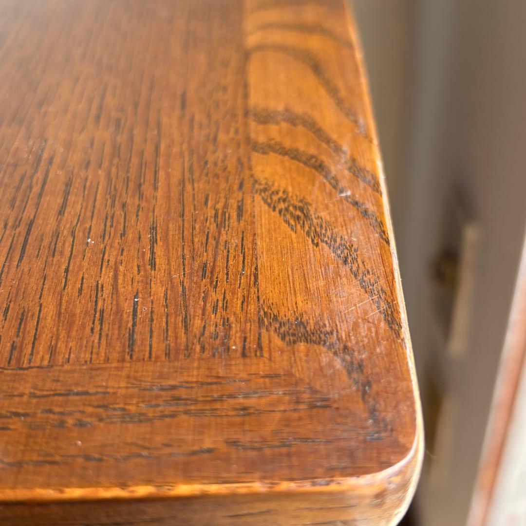 海外 サイドテーブル ワゴン オーク 真鍮取っ手 キャスター付き