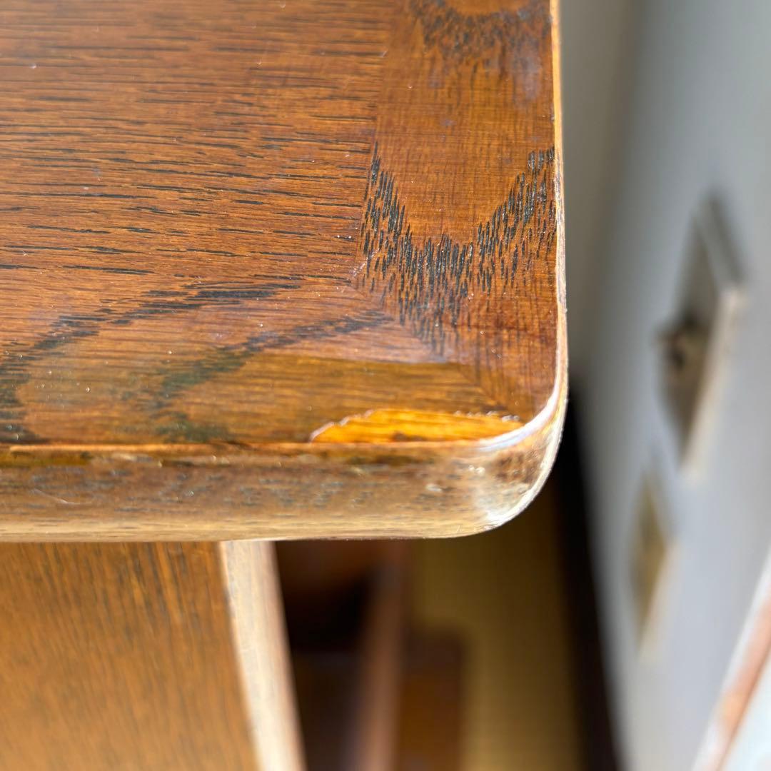 海外 サイドテーブル ワゴン オーク 真鍮取っ手 キャスター付き