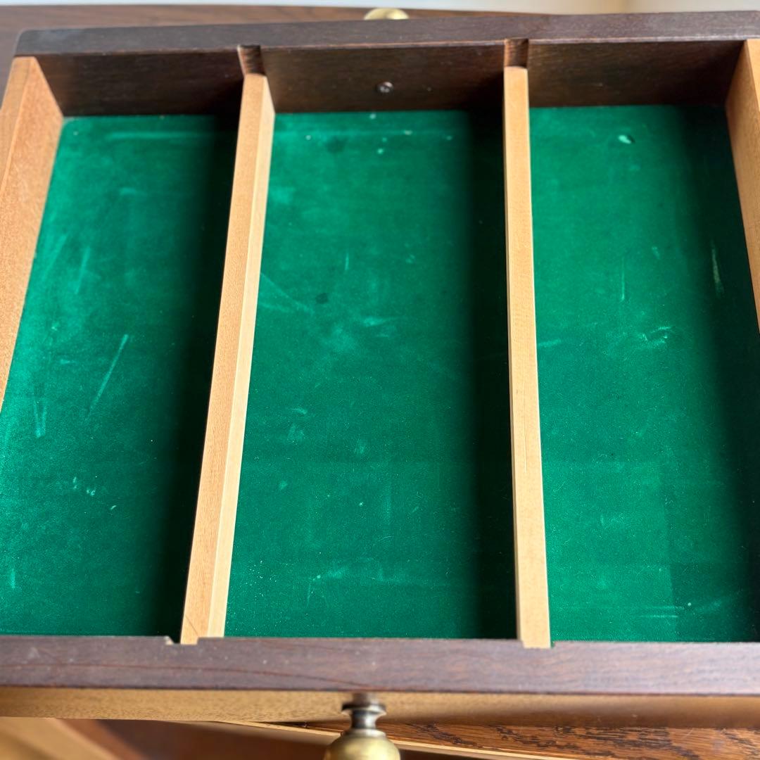 海外 サイドテーブル ワゴン オーク 真鍮取っ手 キャスター付き