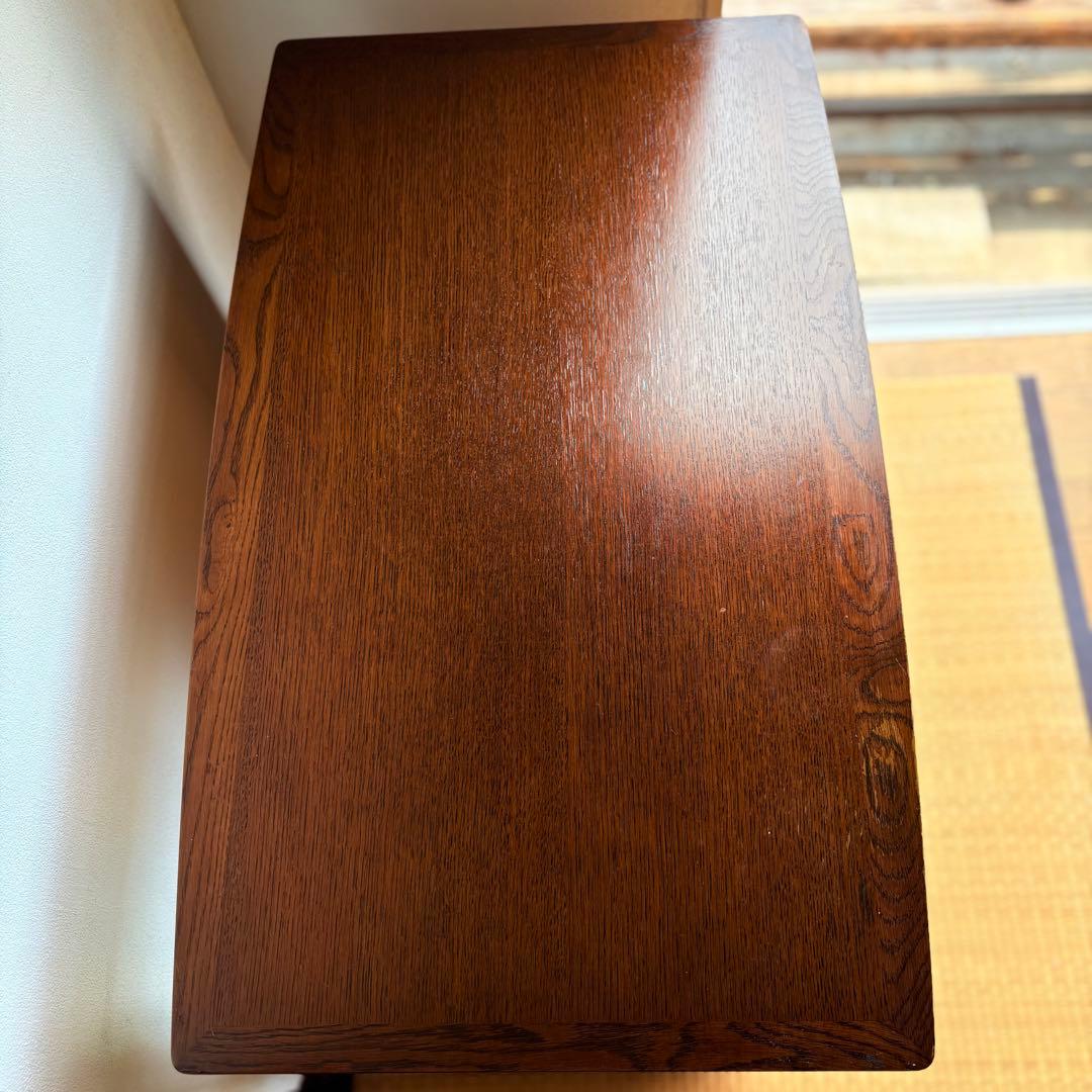 海外 サイドテーブル ワゴン オーク 真鍮取っ手 キャスター付き