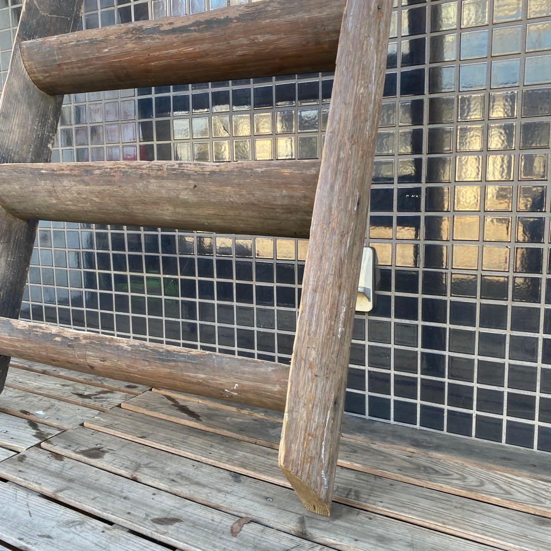 昭和レトロ 時代物 木製梯子 階段 店舗什器 花台 インテリア 古家具 古民家