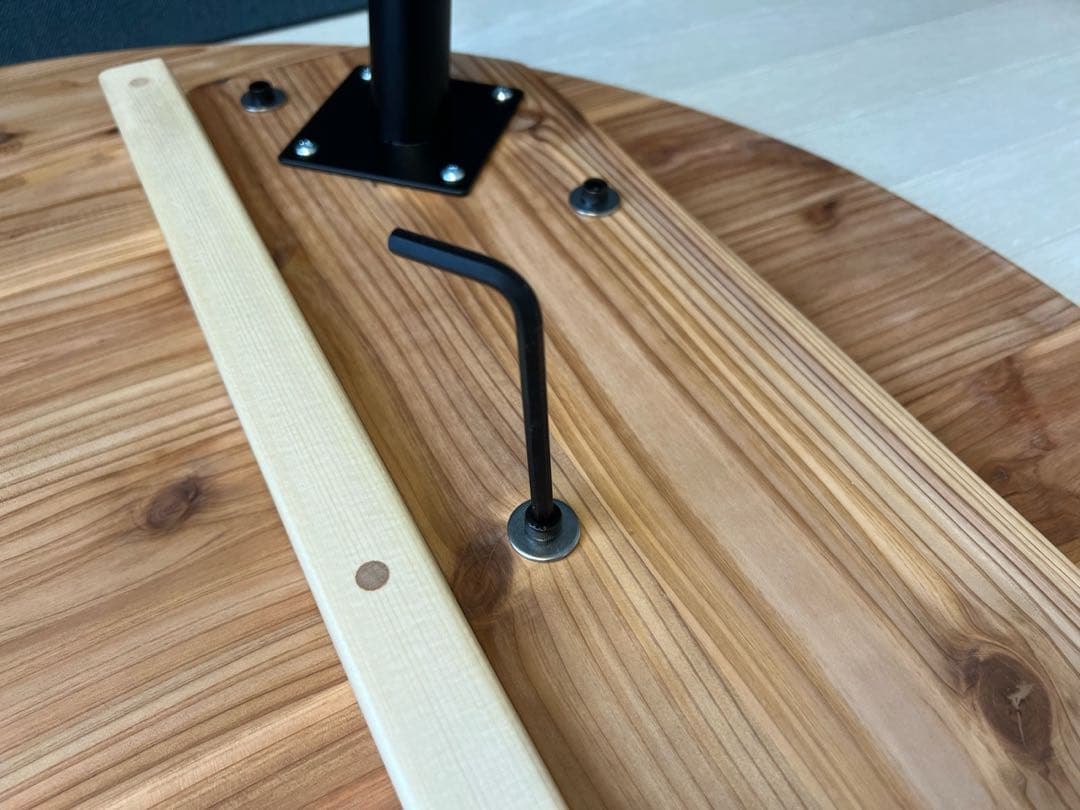 【送料無料】 ローテーブル 丸形 90cm 杉 アイアン ボルト連結脚