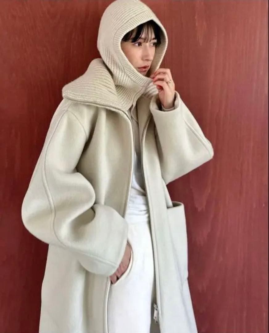ジャケット・アウター CLANE RIB COLLAR WOOL LONG COAT