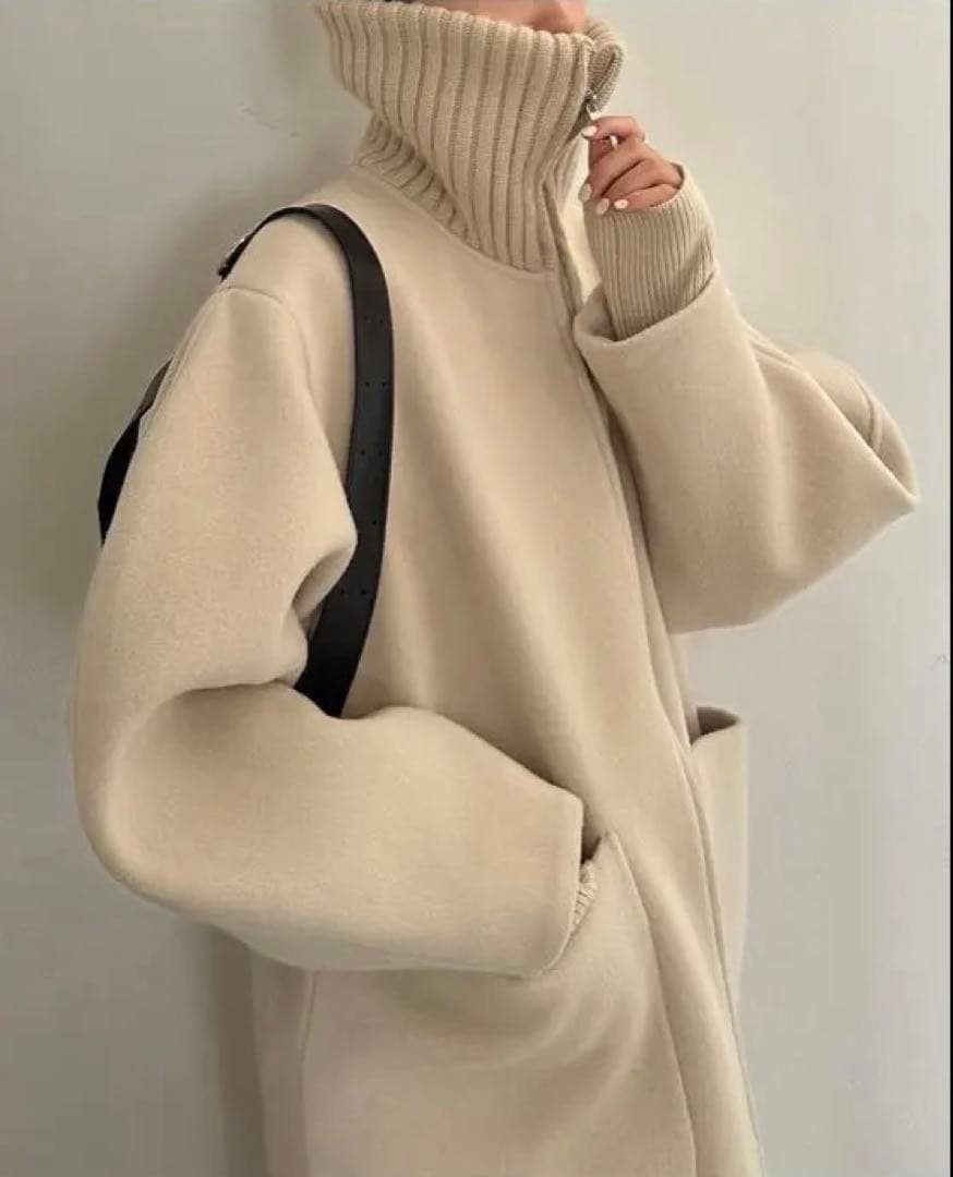 ジャケット・アウター CLANE RIB COLLAR WOOL LONG COAT