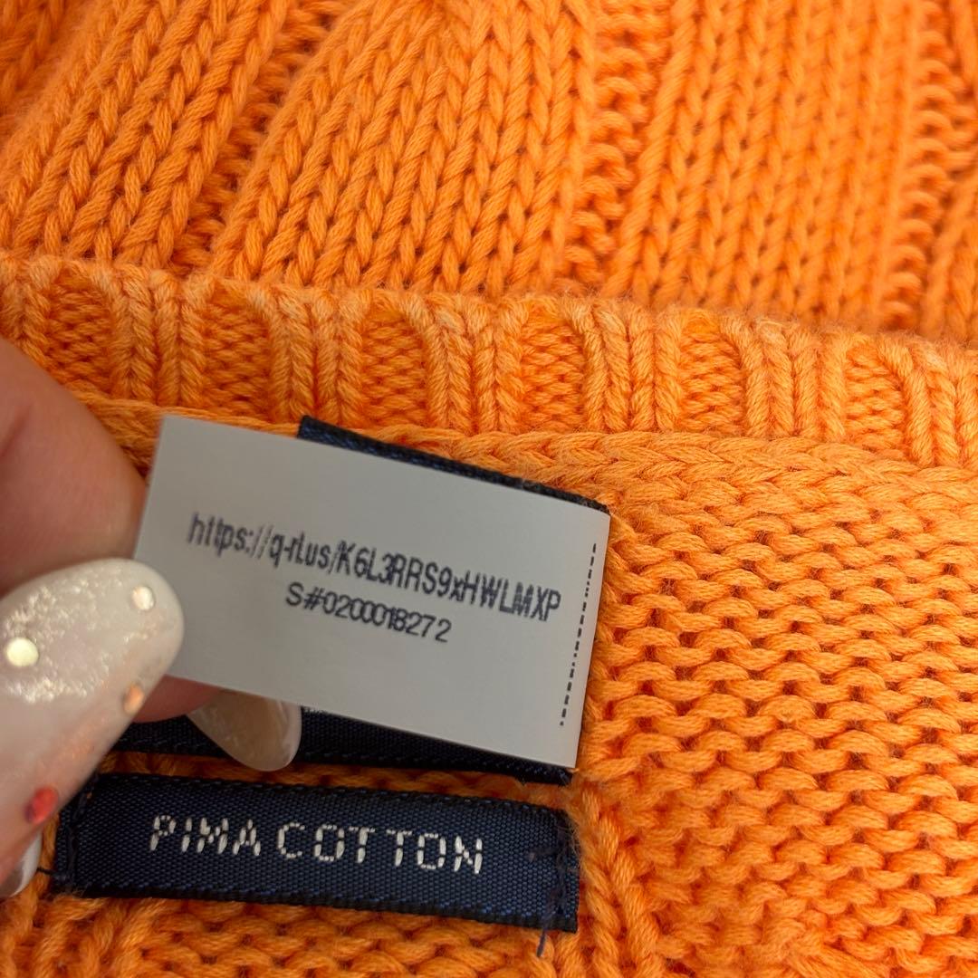 ★美品★POLO RALPH LAUREN 現行 QR オレンジ ケーブルニット
