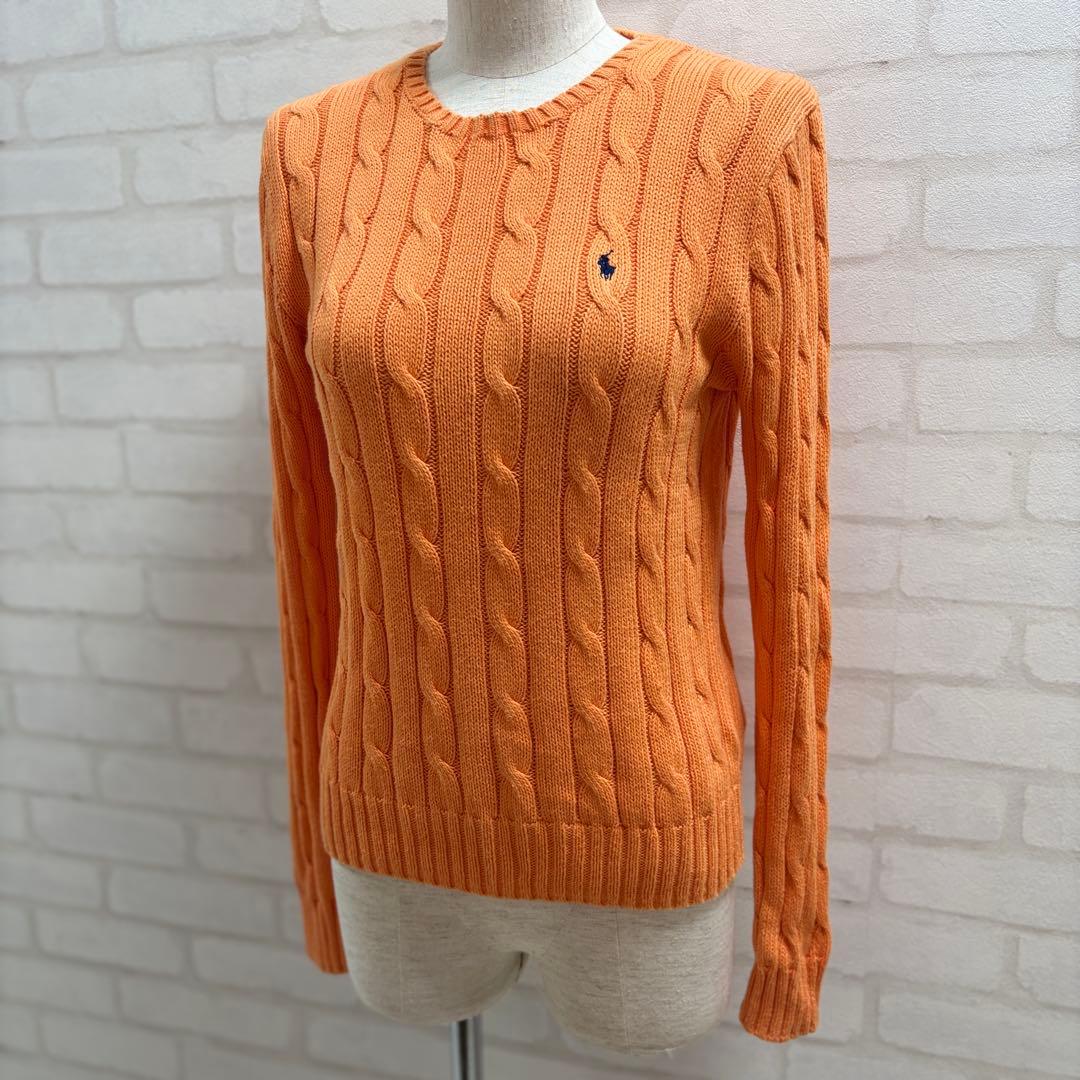 ★美品★POLO RALPH LAUREN 現行 QR オレンジ ケーブルニット