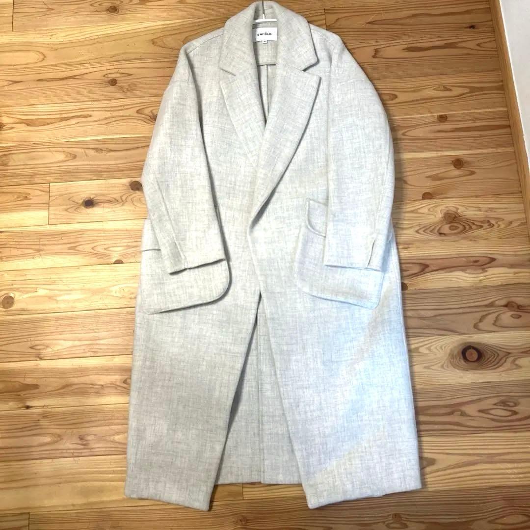 ENFOLD ロングコート 36 アイスグレー