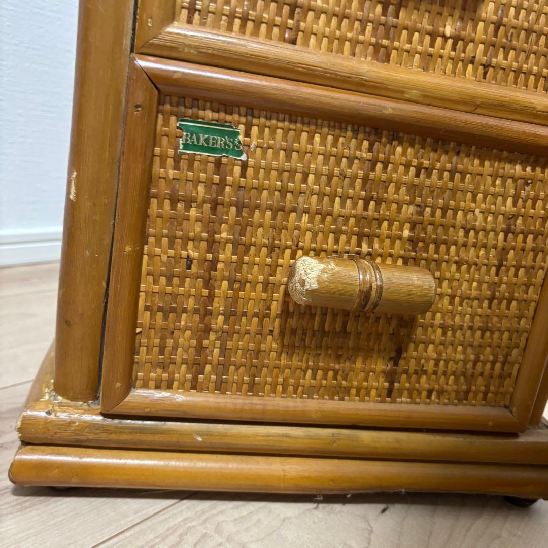 ラタン　5段チェスト　棚　引き出し　ラック　アジアンテイスト スリム