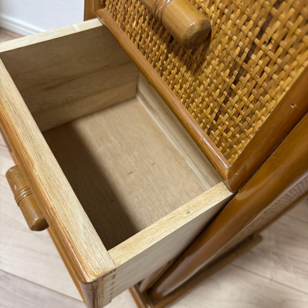 ラタン　5段チェスト　棚　引き出し　ラック　アジアンテイスト スリム