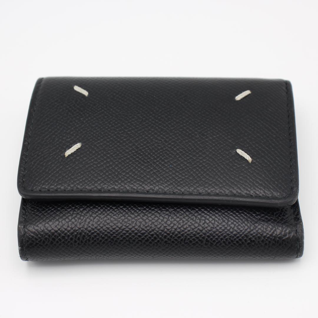 Maison Margiela 黒 レザー 三つ折り財布　シボ革