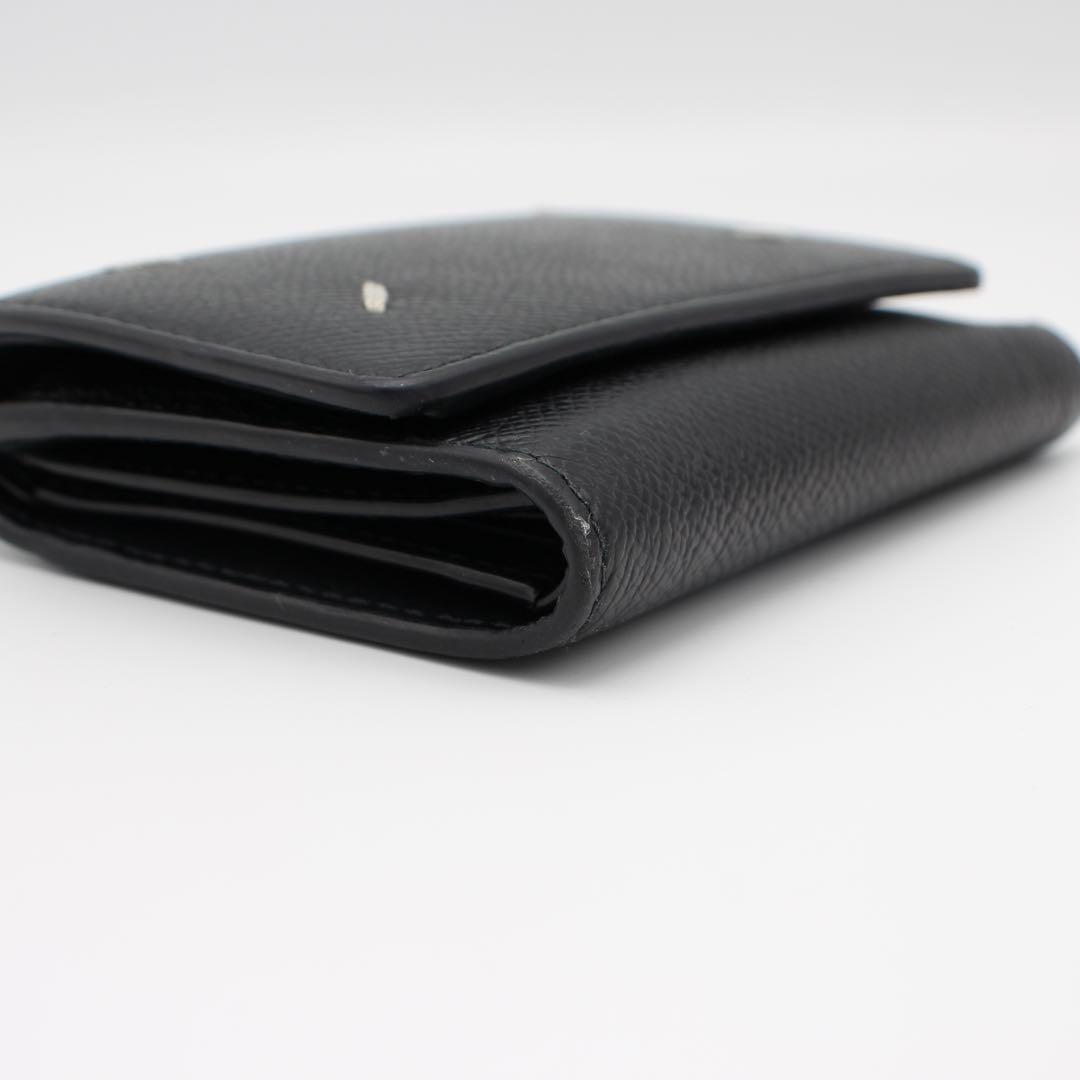 Maison Margiela 黒 レザー 三つ折り財布　シボ革