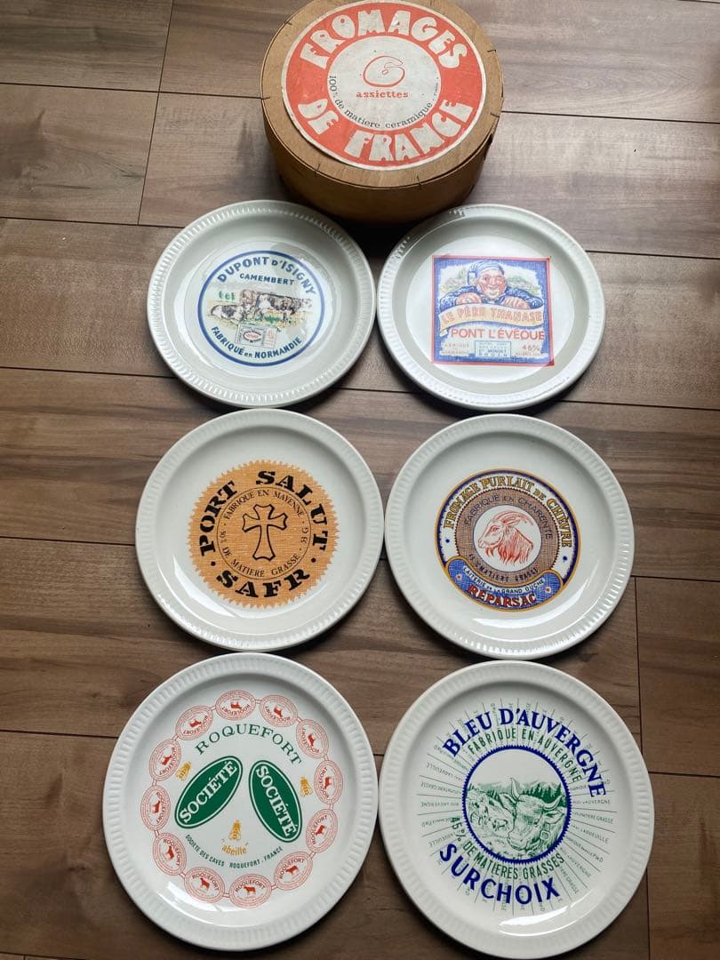 再値下‼️フランスアンティーク　レア木箱入りフロマージュ・ド・フランス 皿 6枚組