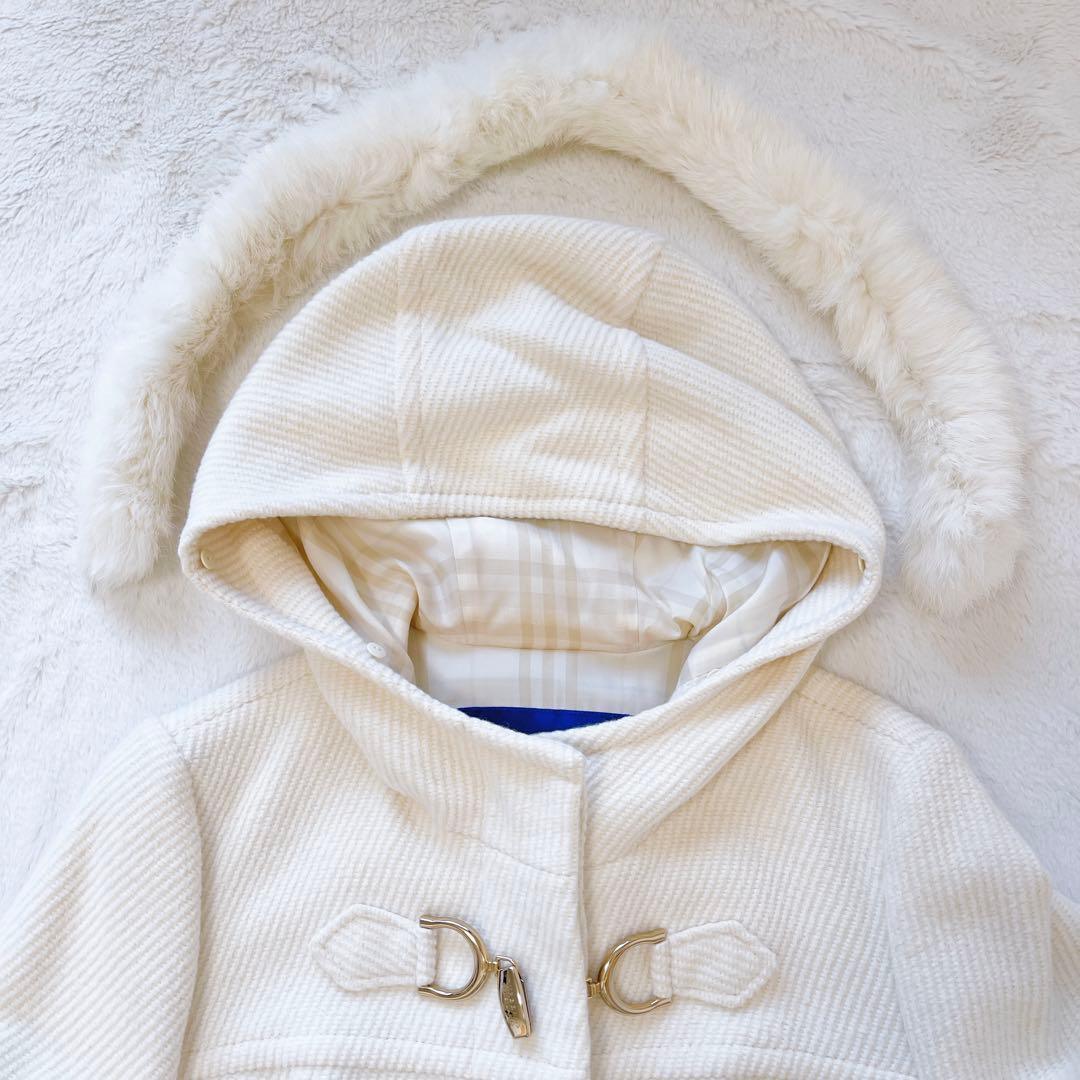 美品★バーバリーブルーレーベル アンゴラ　フーデットダッフルコート40 ファー