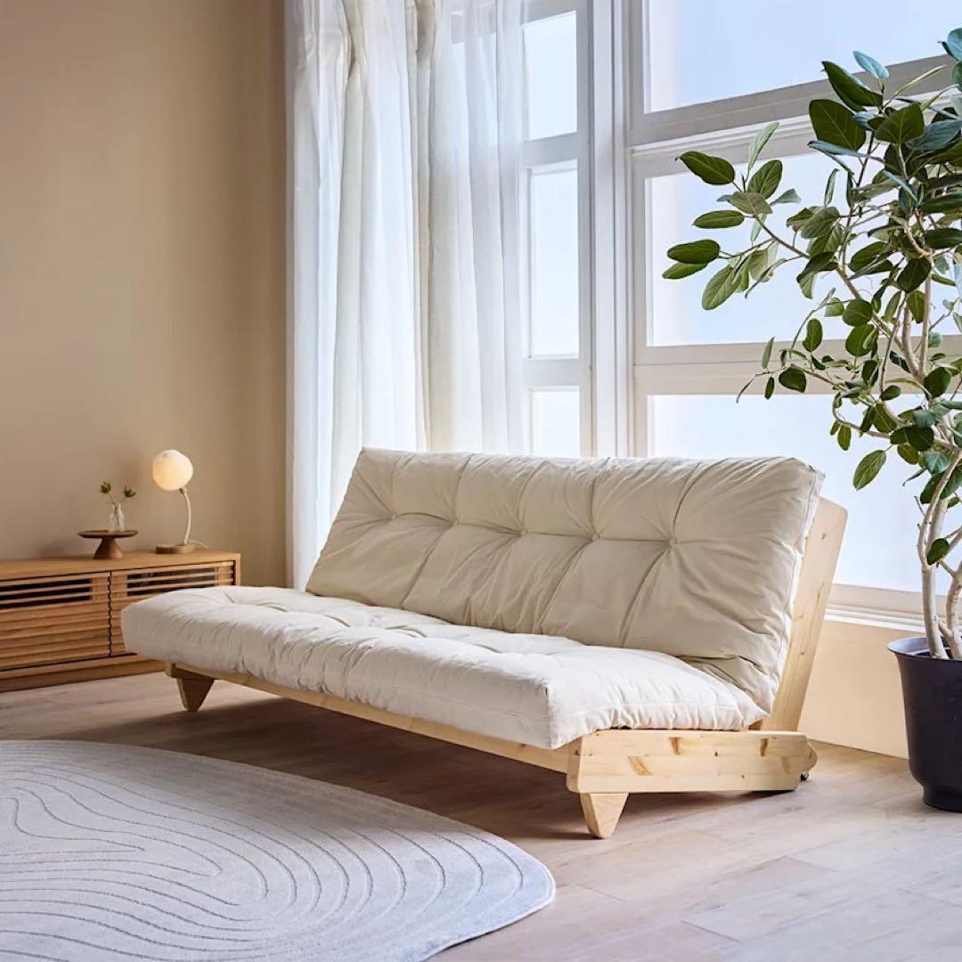 北欧風　木製　ソファベッド　フレーム　布団付きkarup カーラップ