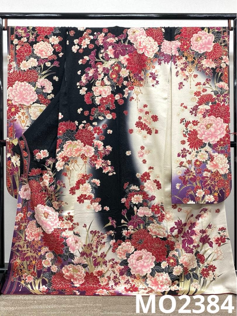 振袖 豪華 銀通し 刺繍 金彩 紋意匠 牡丹 身丈170cm 撥水加工済