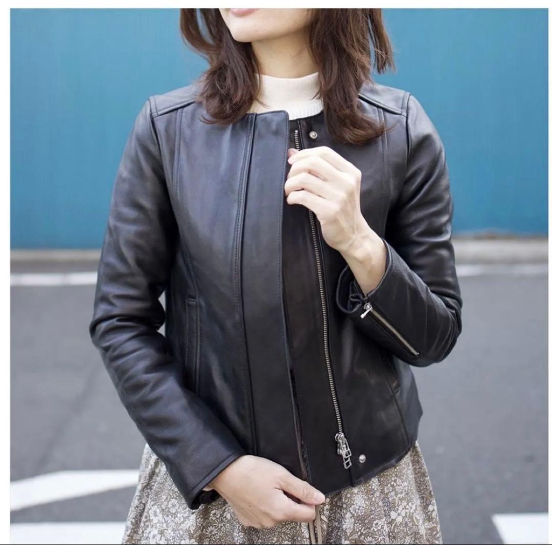 【極美品】もりのがっこう　ライダースジャケット　ラムレザー　ブラック　Ｍ