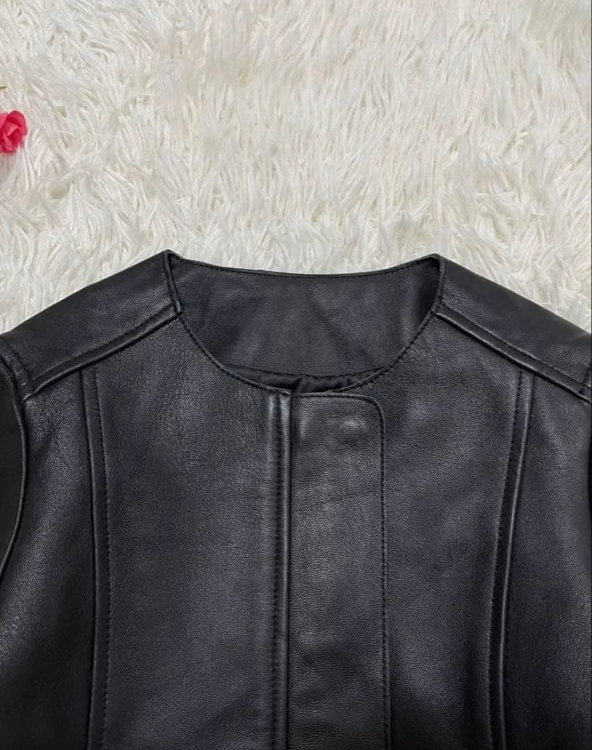 【極美品】もりのがっこう　ライダースジャケット　ラムレザー　ブラック　Ｍ