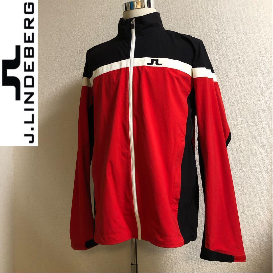 ジェイリンドバーグ 撥水 ストレッチ ナイロン ジャケット ブラック×レッド