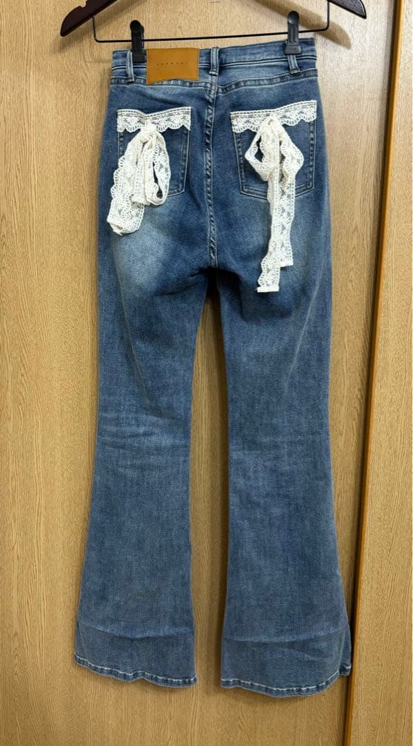 andmary ♡ Lacey ribbon denim S