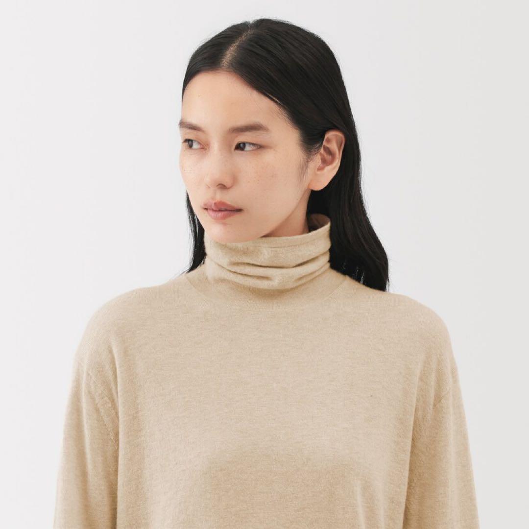 新品【M】 MUJI LABO 自然の色 カシミヤ タートルネックセーター ラボ