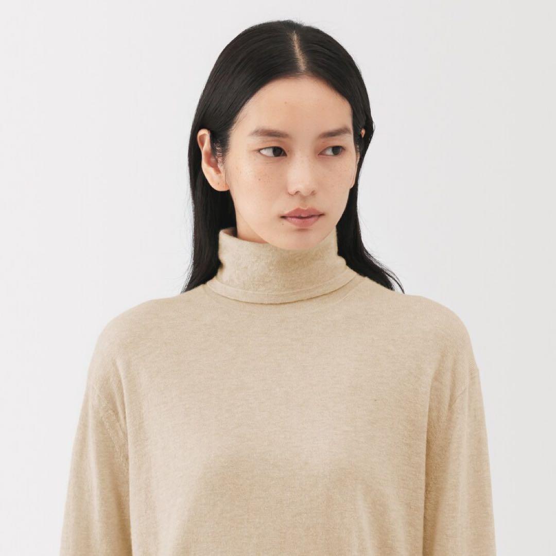 新品【M】 MUJI LABO 自然の色 カシミヤ タートルネックセーター ラボ