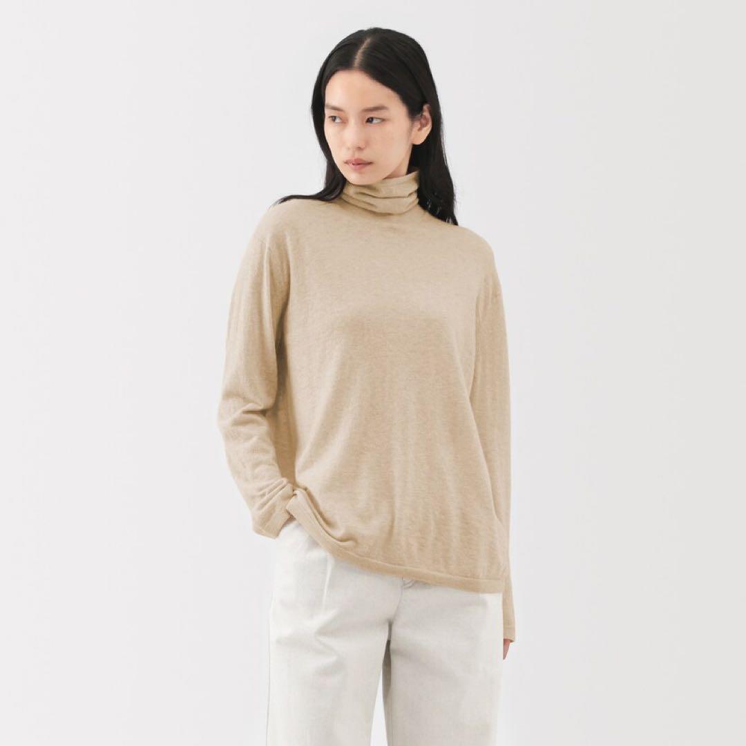 新品【M】 MUJI LABO 自然の色 カシミヤ タートルネックセーター ラボ