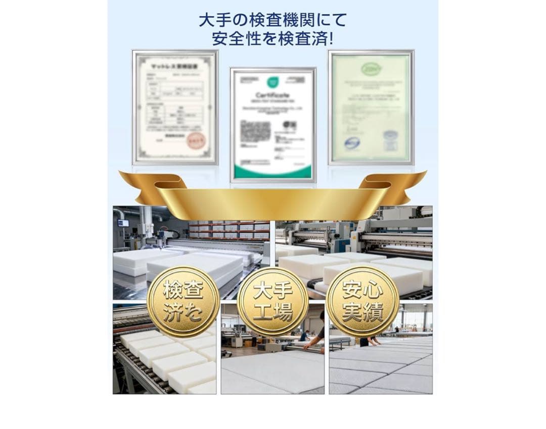 【高反発 硬め190N 密度36D】折りたたみマットレス厚さ10cm ダブル