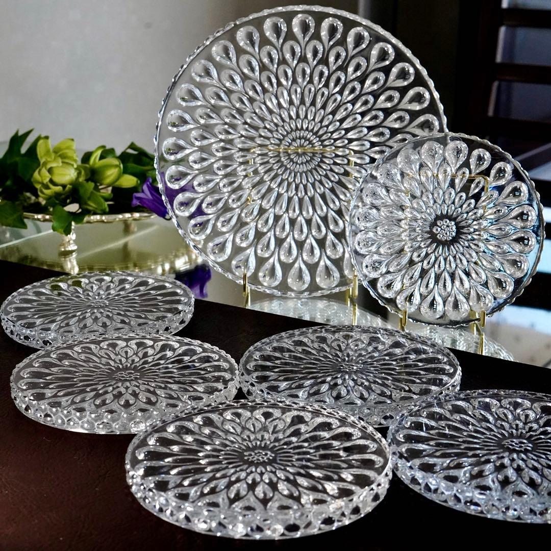 稀少 美品◆オールド バカラ《グート・ドー》プレート7枚セット◆優雅なる光彩