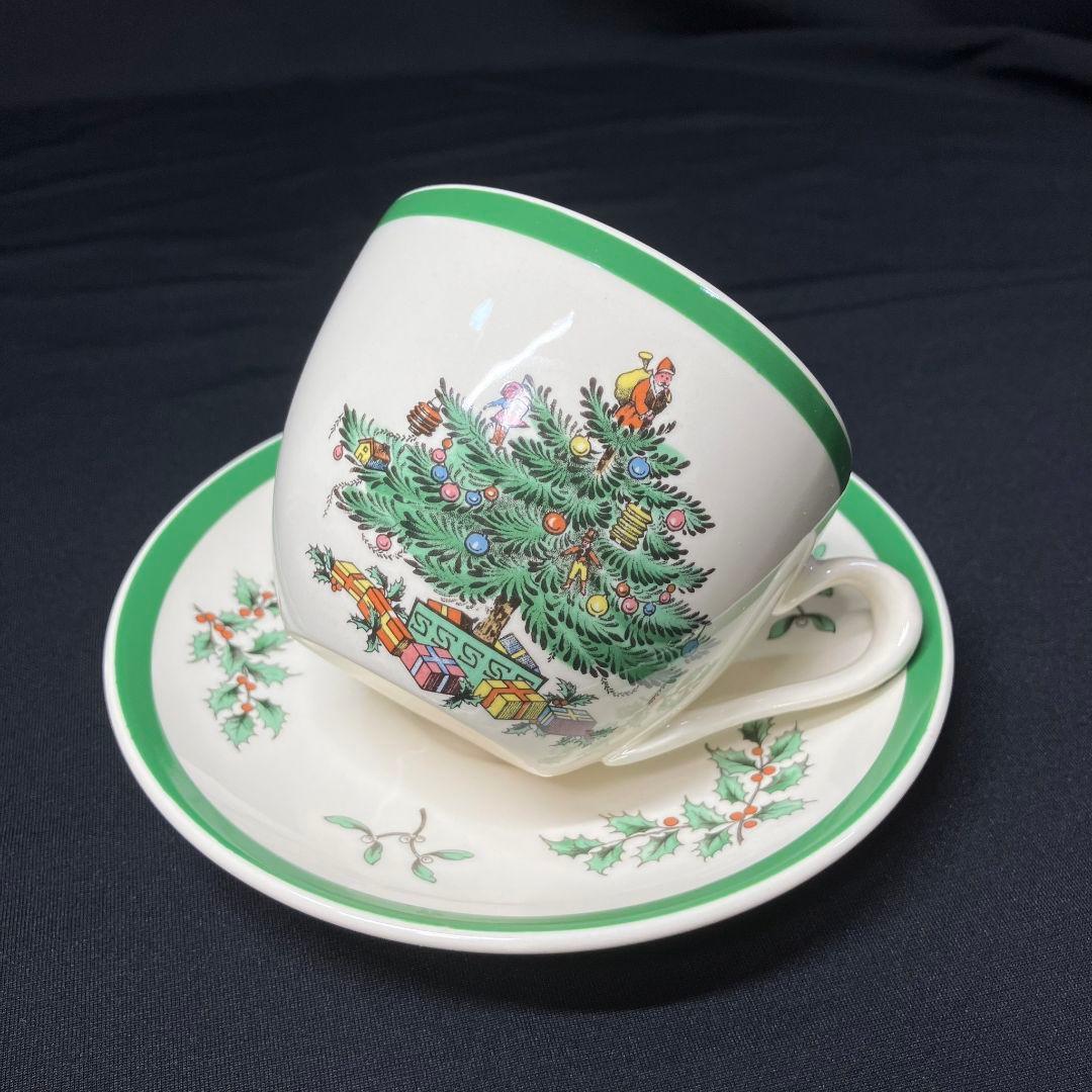 スポード クリスマスツリー オーバルプレート 2客 カップ&ソーサー 1客 レア