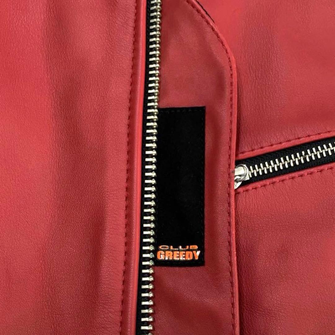 極美品✨　CLUB GREEDY　シングルライダース　L　本革　レザー　赤/黒