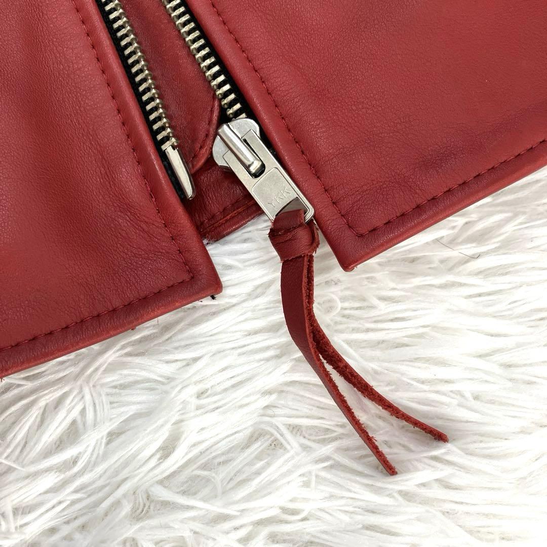 極美品✨　CLUB GREEDY　シングルライダース　L　本革　レザー　赤/黒