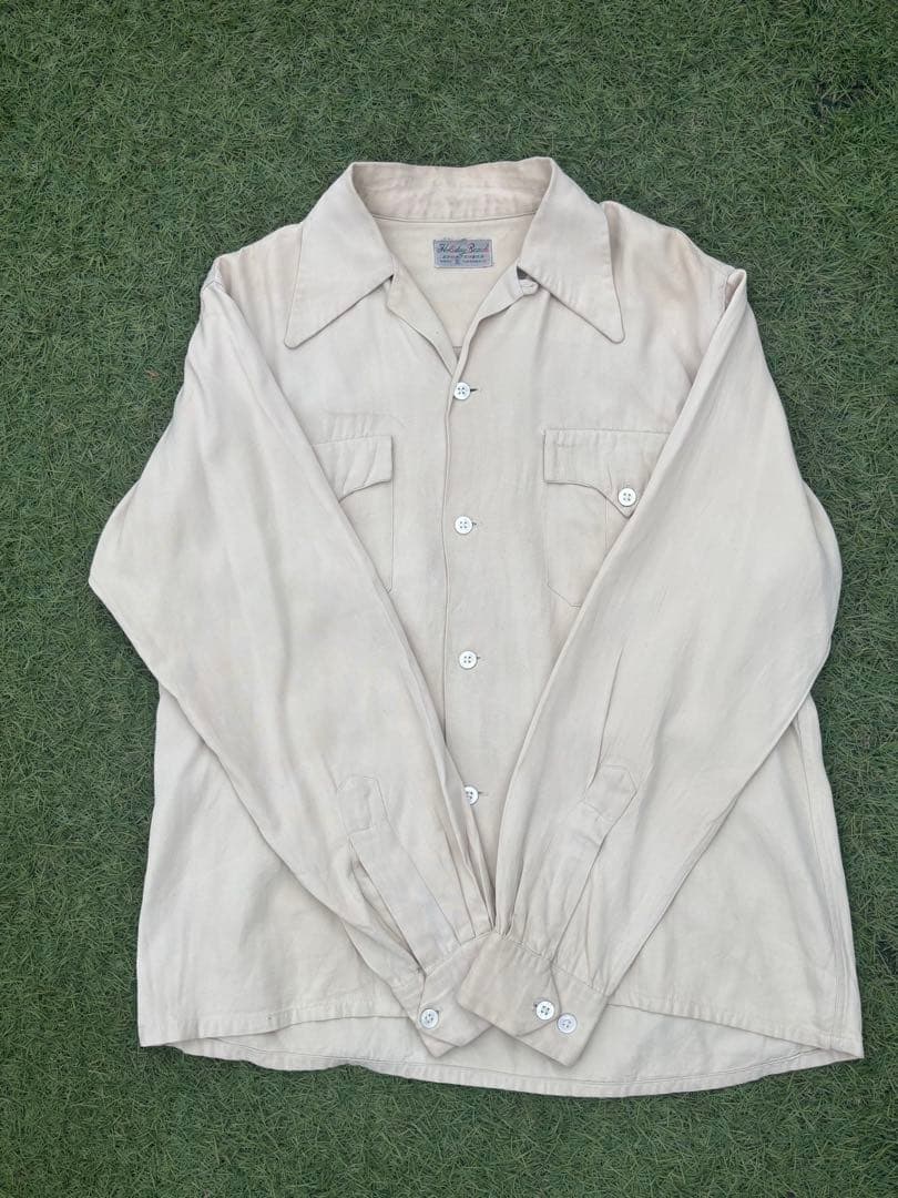 50s レーヨンギャバシャツ ヴィンテージ ギャバジン ロカビリー 開襟シャツ