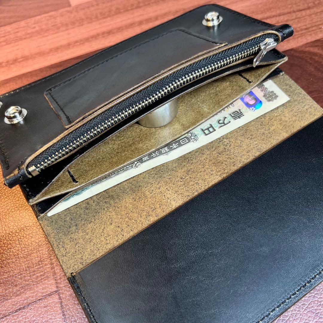 【トラッカーウォレット ロング】 3層 ホースバット シルバー　WALDES