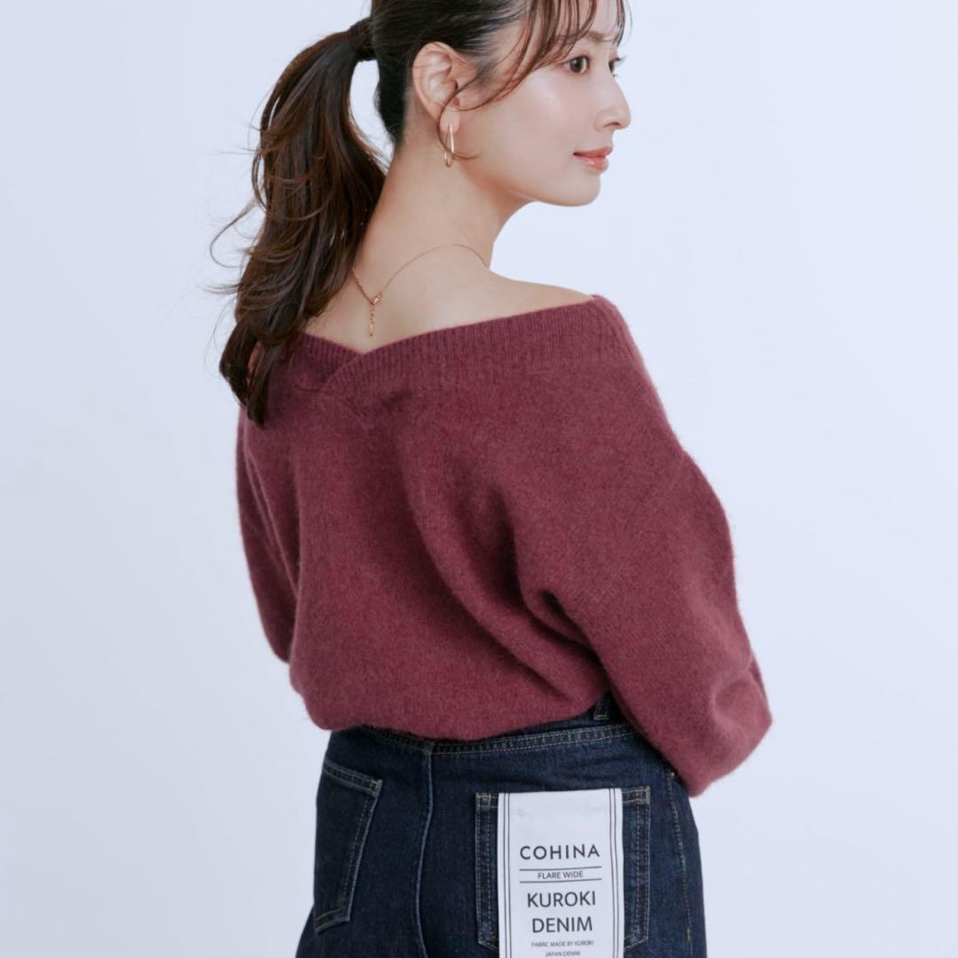 COHINA コヒナ　フォックスアンゴラ2wayネックニット 【低身長・小柄女性
