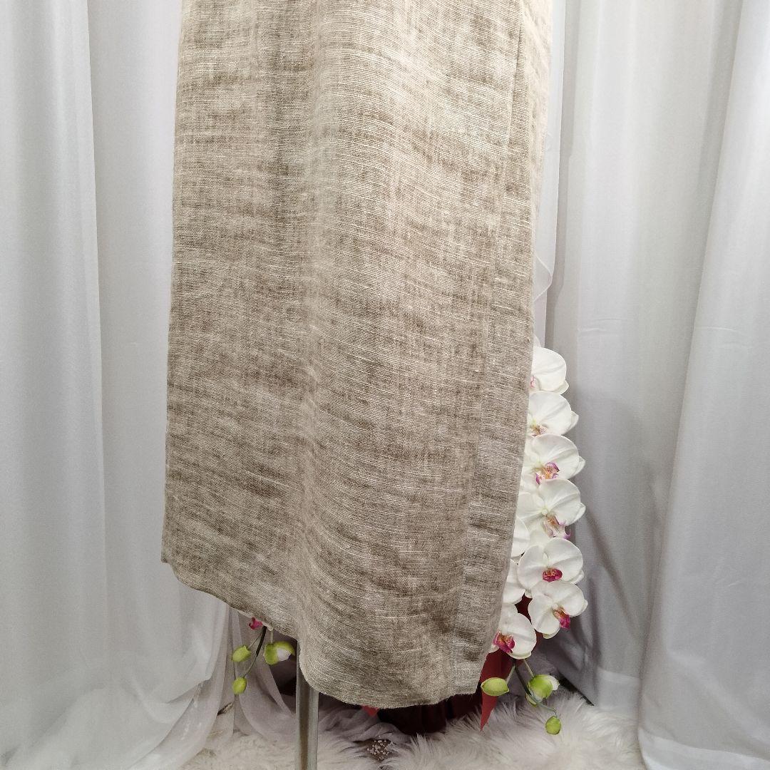【美品】ヨシエイナバ　40 茶系　リネン100%　スーツ